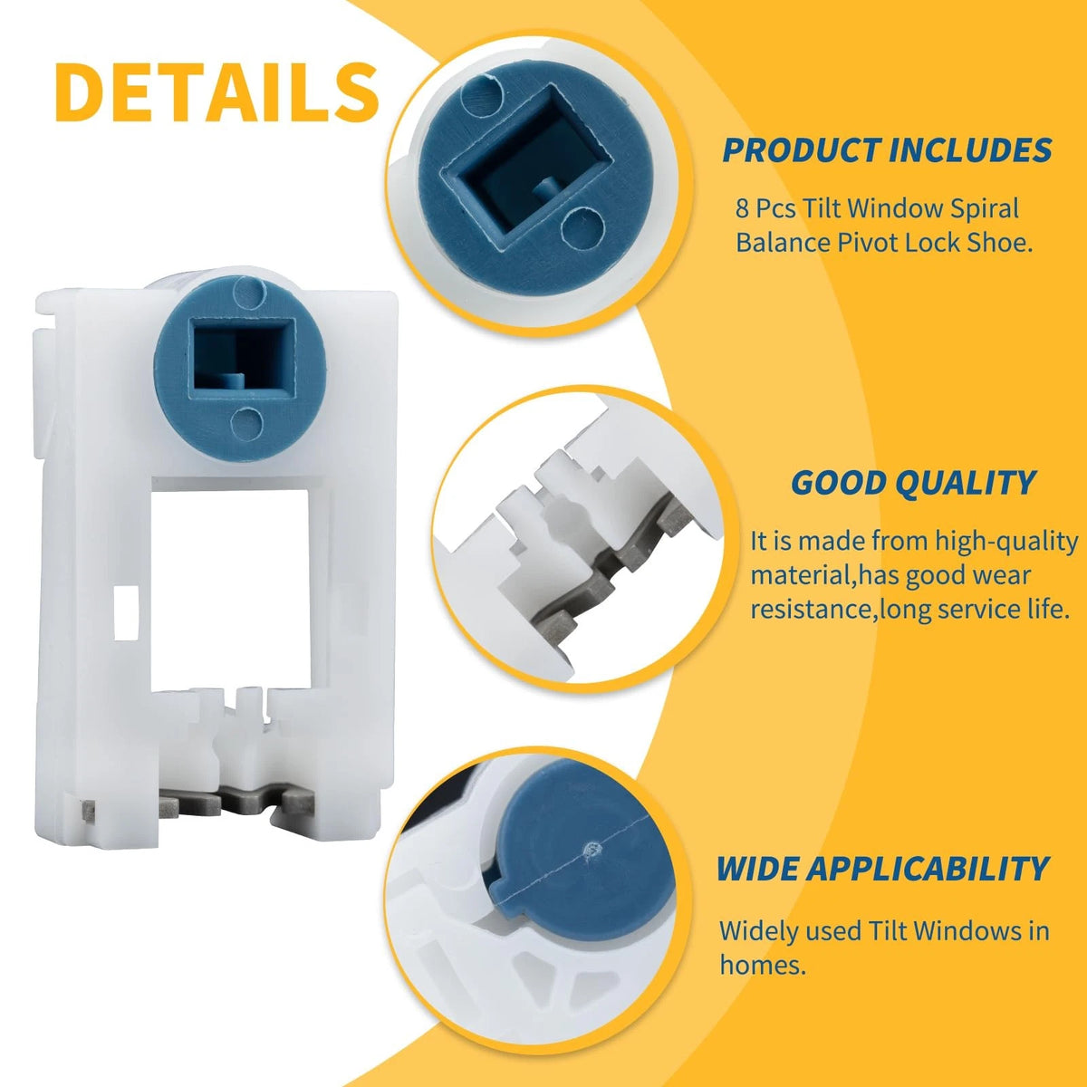 8 Pcs H 3785 Tilt Window Spiral Balance Pivot Lock Shoe by JPKTA 8 PCS, White