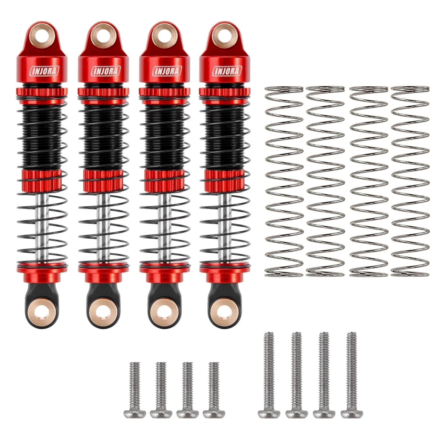 INJORA 53mm 6g Each Shocks- Absorber Oil Threaded Damper for TRX4M Small, Red