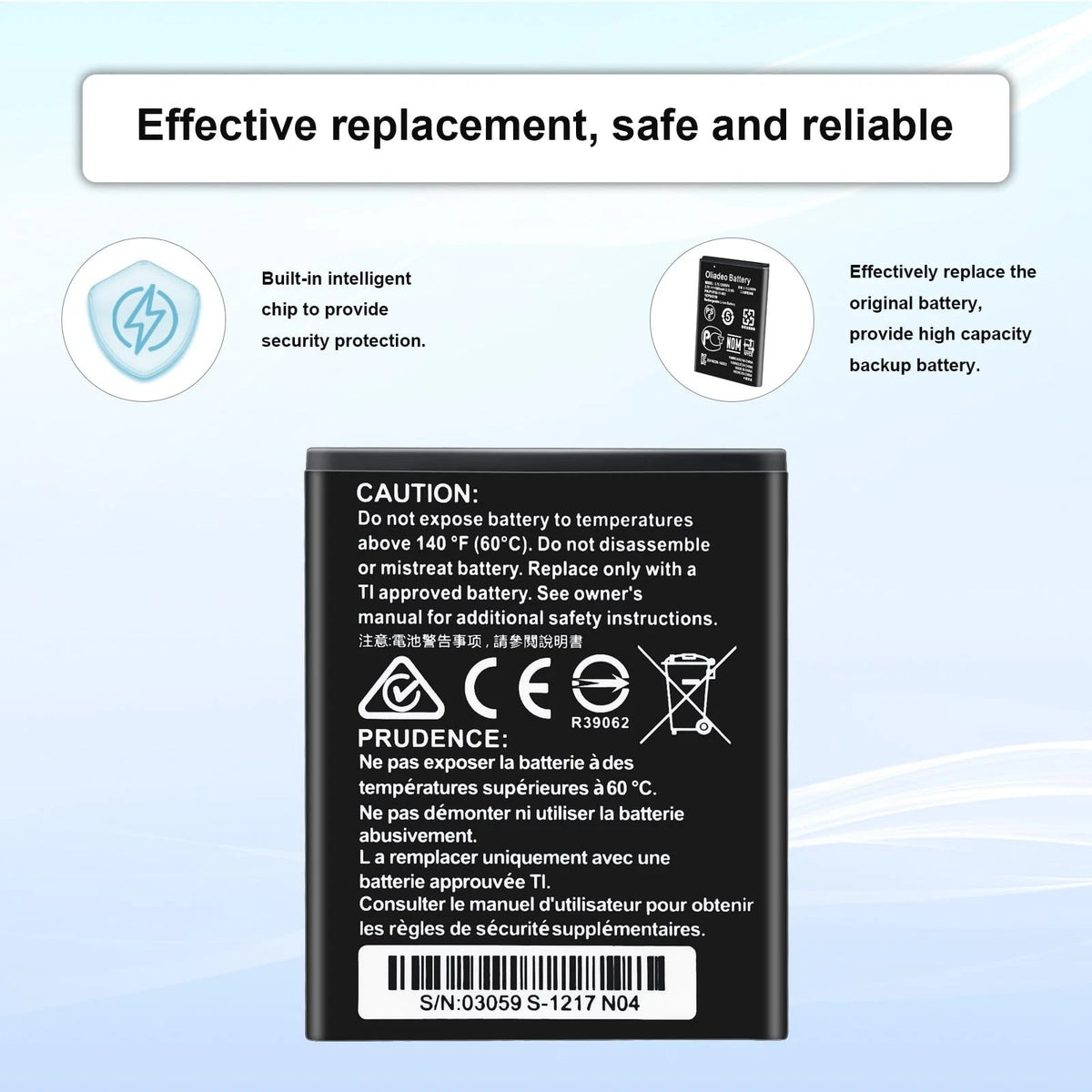 oliadeo TI-84 Plus CE Battery Replacement: for Texas Instruments TI Black