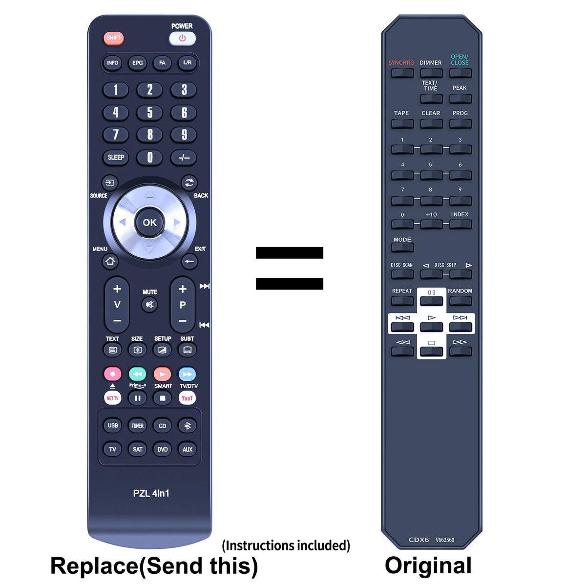 CDC6 V662560 Replacement Remote Control For Yamaha CDC-506, CDC-585
