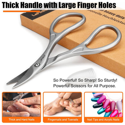 LePinko Professional Nail Scissors Kit, Micro-serrations Blades, Both for...