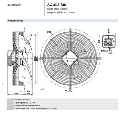 Ebmpapst S4D350 8317072917 Axial Fan 230/400V 50Hz Air Conditioning Cooling Fan