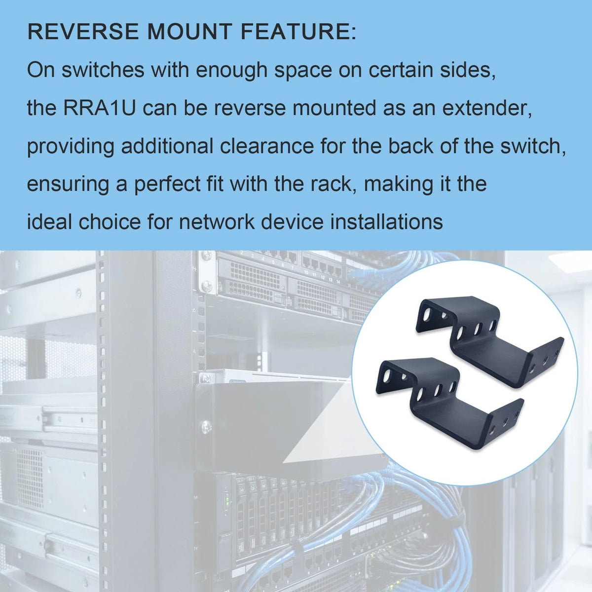 Compatible 1RU Recessed Rack Adapter-for 1.75" H x 19" W x ? D, black