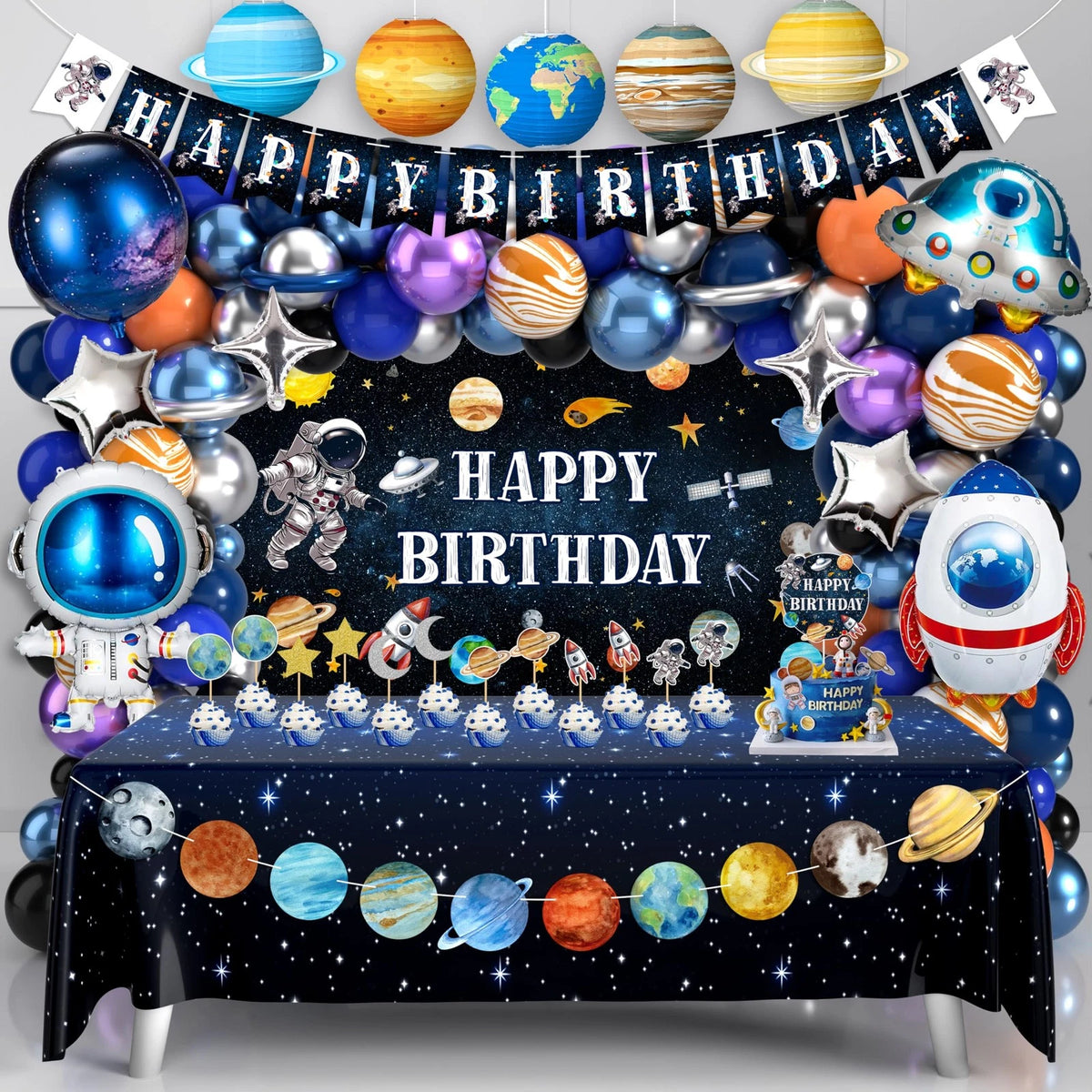 Outer Space Birthday Party Decorations Themed Blue, Black