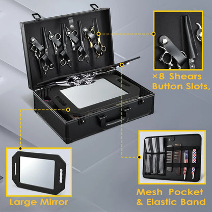 Yueieoun Barber Accessory Case with Mirror, Profesional Barbers Black