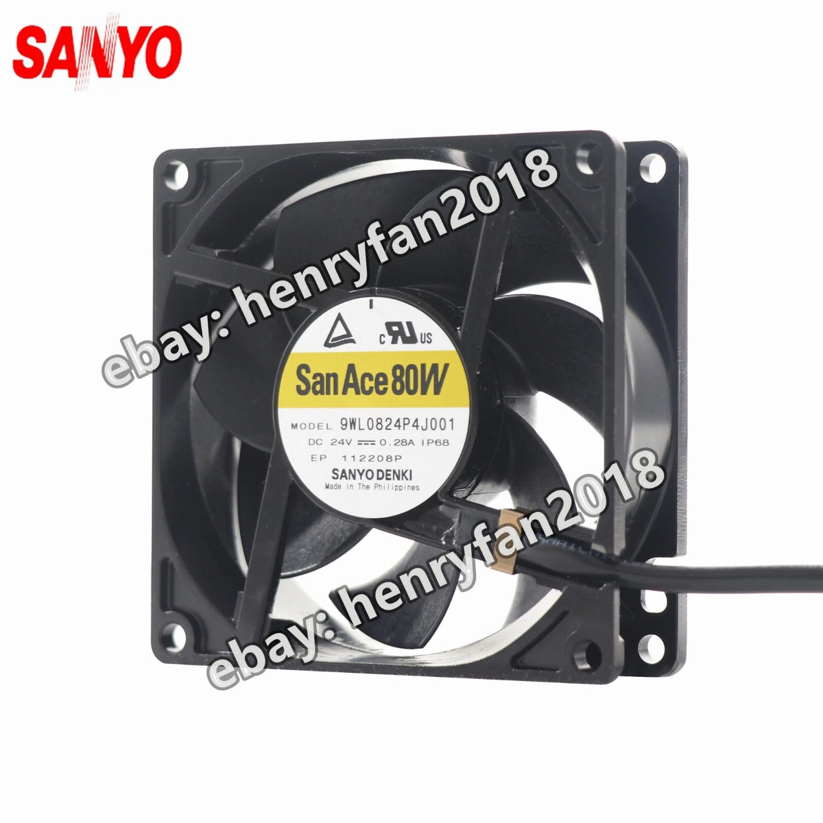 SANYO Denki 9WL0824P4J001 SanAce DC Fan 24V 0.28A 80*80*25MM IP68 Axial Fan