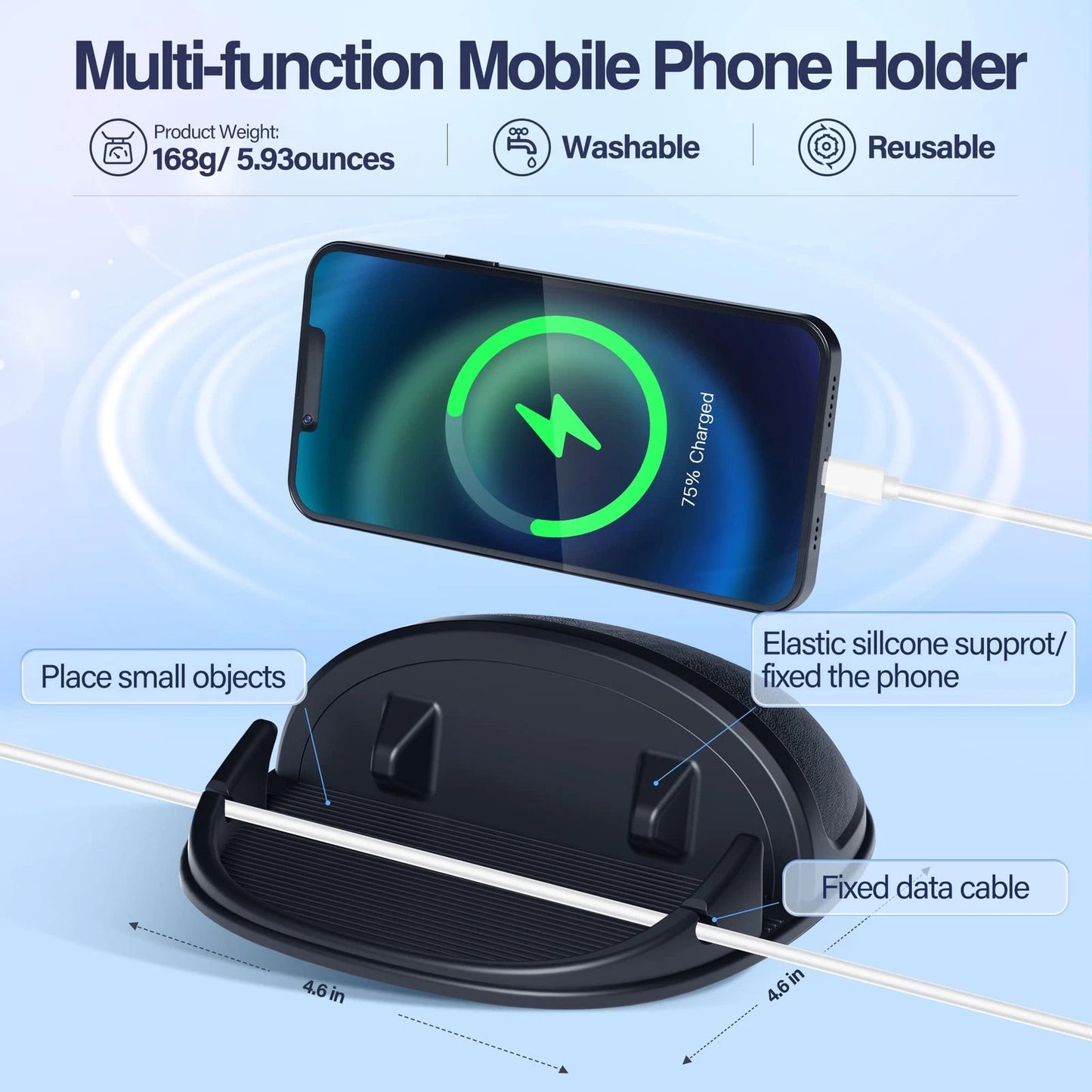 Loncaster Car Phone Holder, Mount Silicone Pad 1 Pack, Black