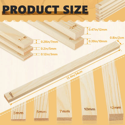 Sasyl 10 Pcs Pottery Teaching Rolling Mud Stick Guide 5 Size, Wood Color