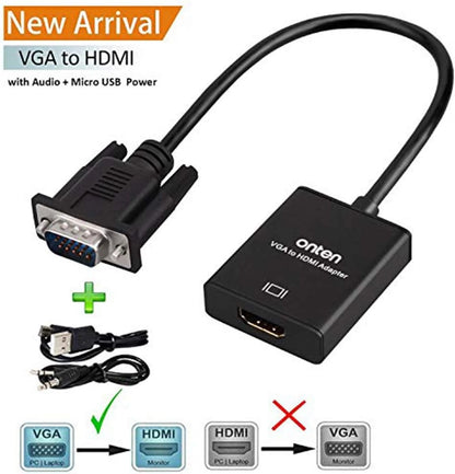 VGA to HDMI, 1080P HDMI Adapter (Male Female) for Computer, 1 Pcs