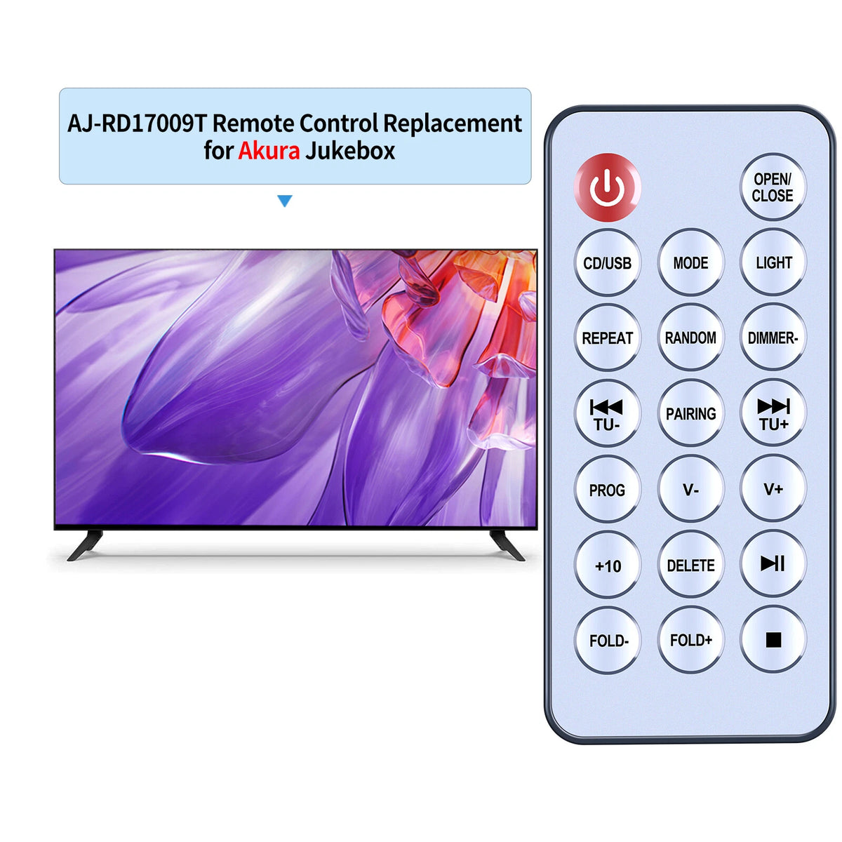 Replacement Remote Control For Akura Jukebox AJ-RD17009T