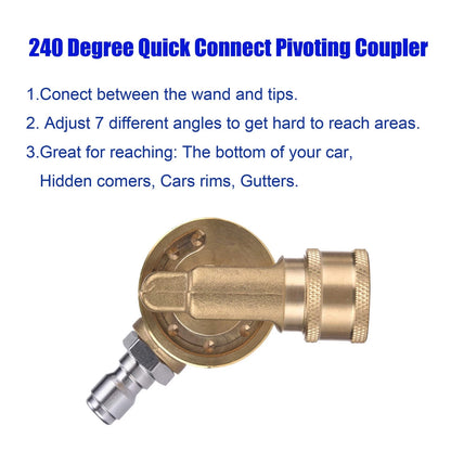 M MINGLE Gutter Cleaner Attachment, Pivoting Coupler for 240 Degree Rotation