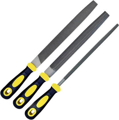 3 pcs Metal File Set, 8-inch,Professional High Carbon Steel 8 inch, Yellow