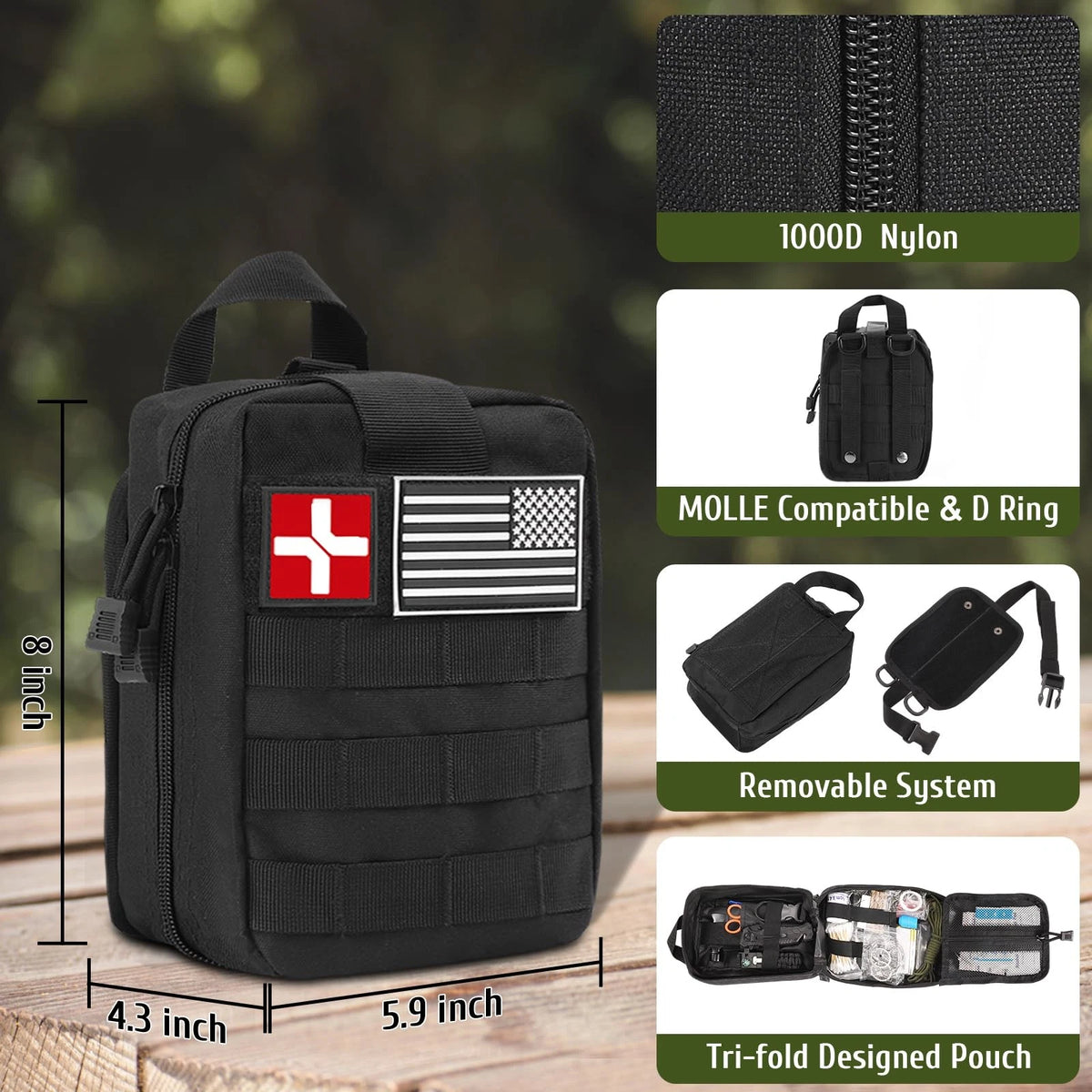 ABPIR 170 PCS Survival Kits, First Aid Kit with Large, Black