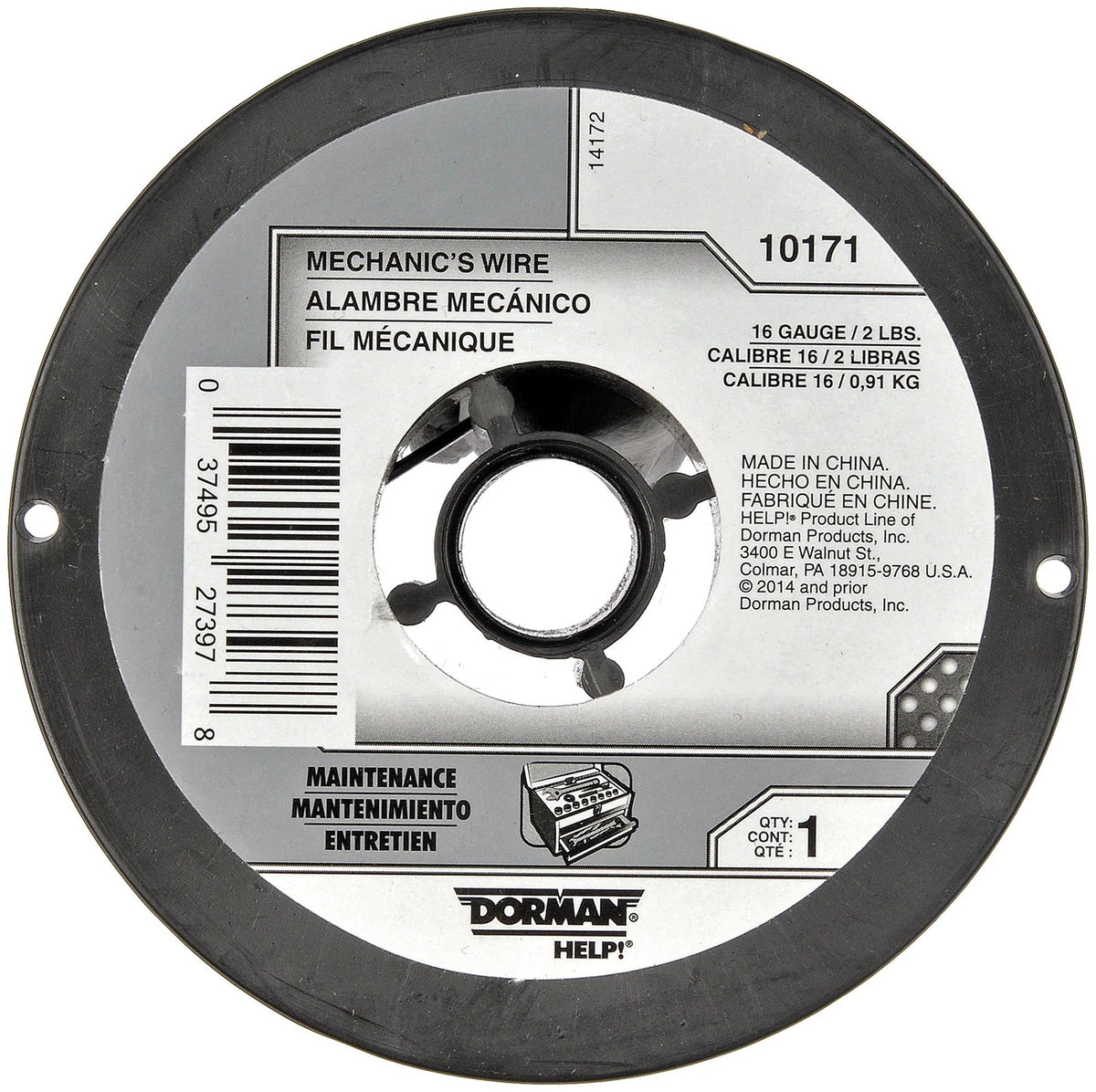 Dorman 10171 Mechanics Wire 16 Gauge 2 Pound Spool Universal 16 Gauge, Silver