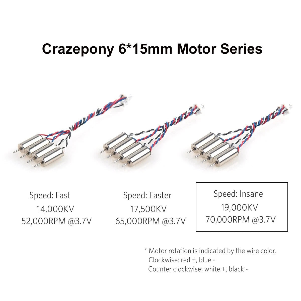 Crazepony 4pcs 6x15mm Motor (Speed: Insane) 19000KV for Blade Inductrix Small