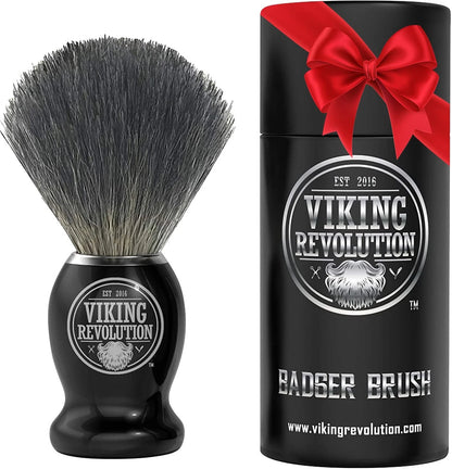 Viking Revolution Badger Hair Shaving Brush- Shave 1 Count (Pack of 1), Black