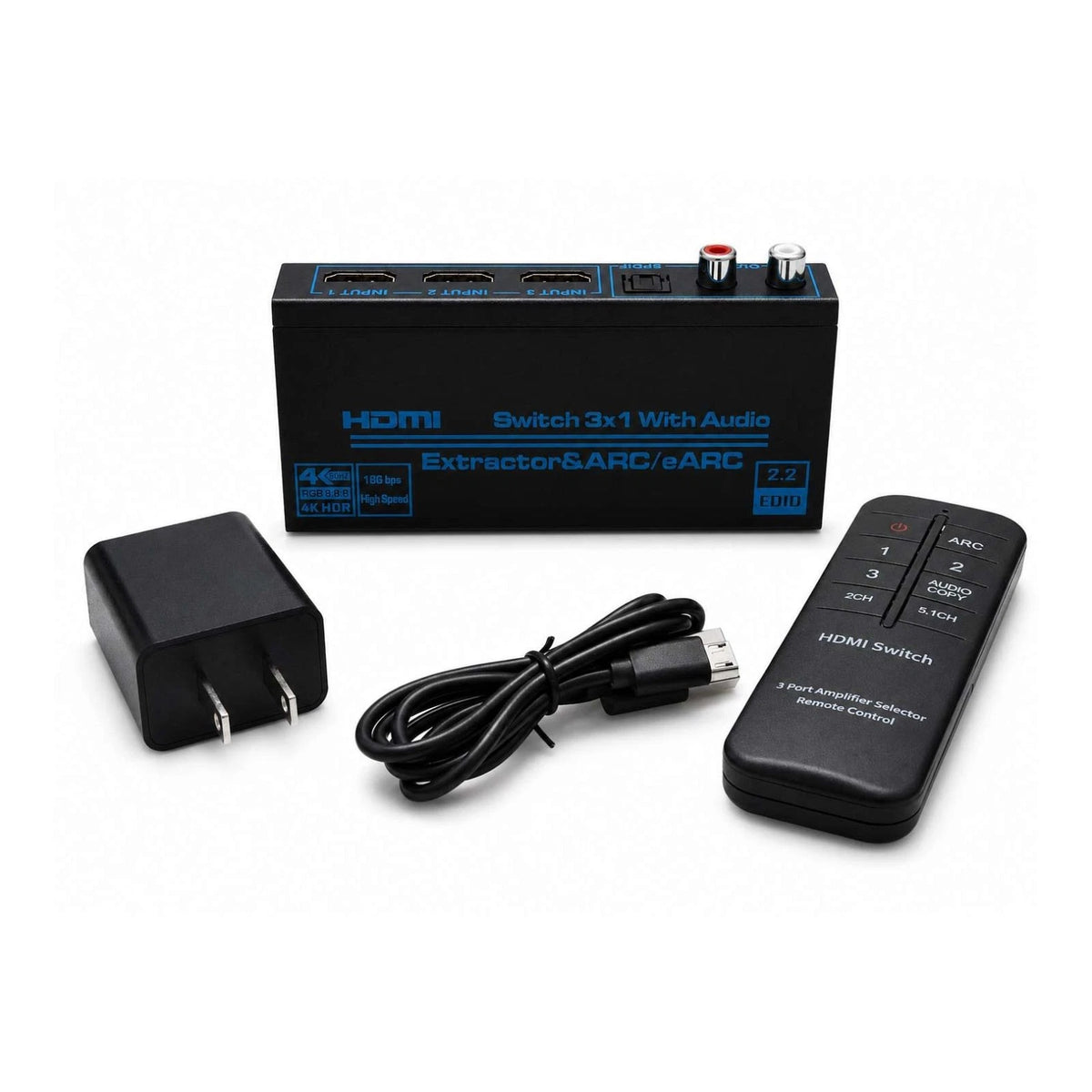 HDMI 3X1 Switch Splitter Audio Extractor 4K 1080P Video Converter For PS4 TV PC