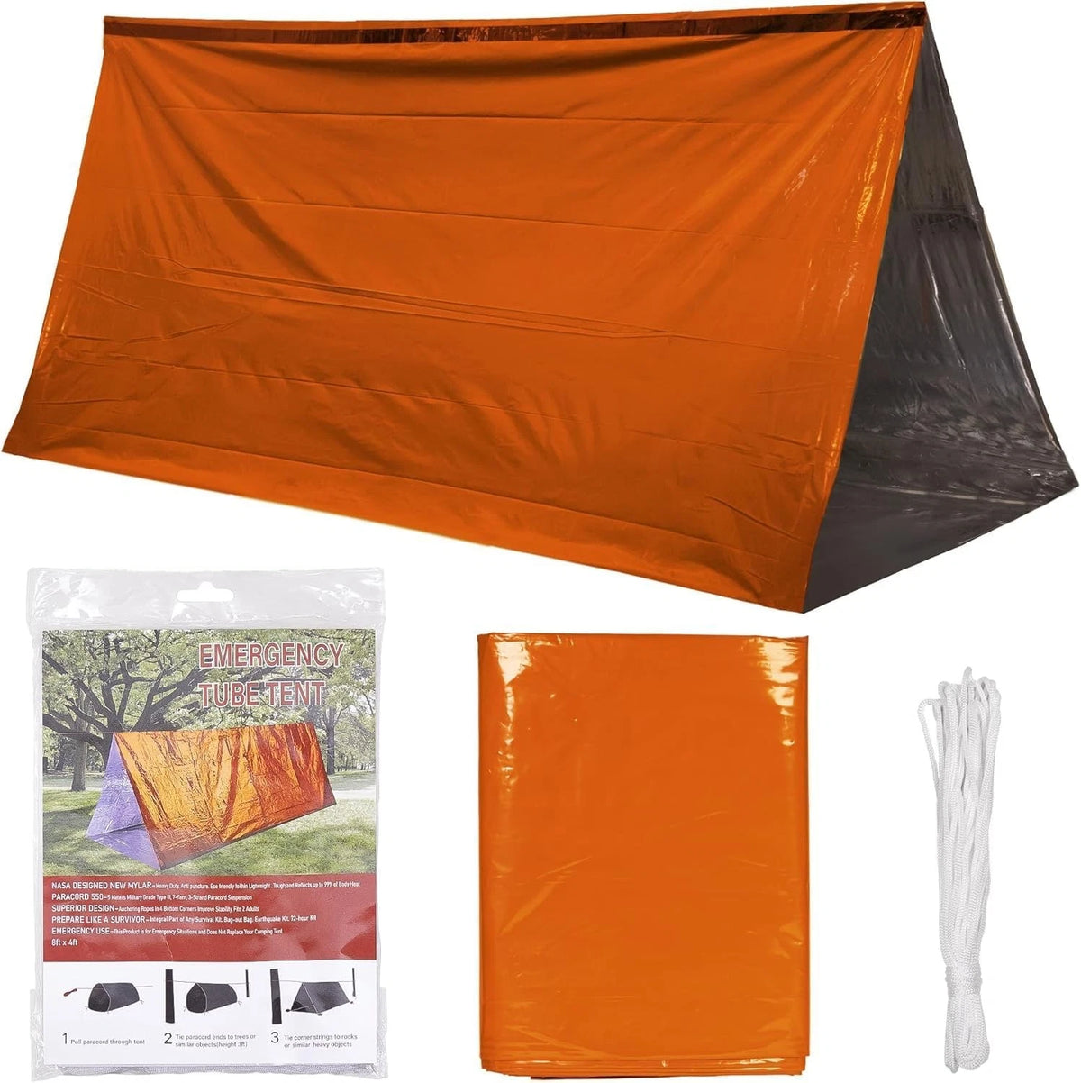 Deecam Emergency Survival Tent, 1 or 2 Person Mylar Thermal 94 x 59", Orange