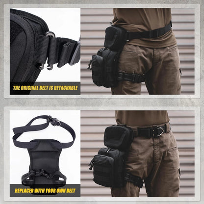 Tactical Drop Leg Bag Utility Pouch Molle Pack for Outdoor Motorcycle Black