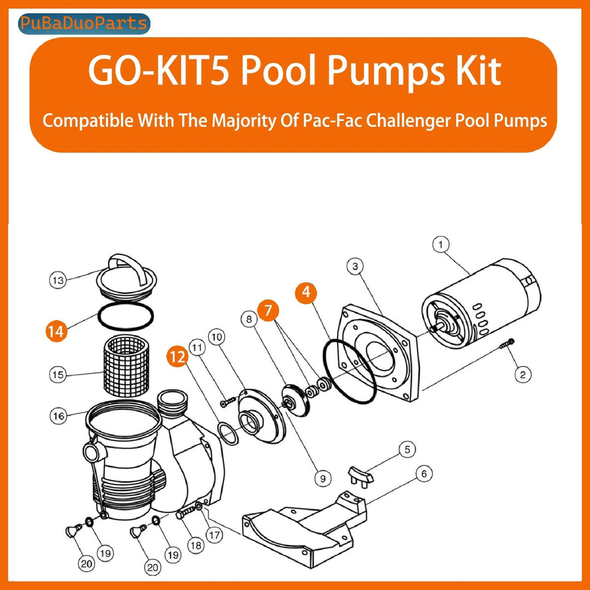 O-Ring Rebuild Repair Kit Compatible with P-entair Challenger GO-KIT5 black