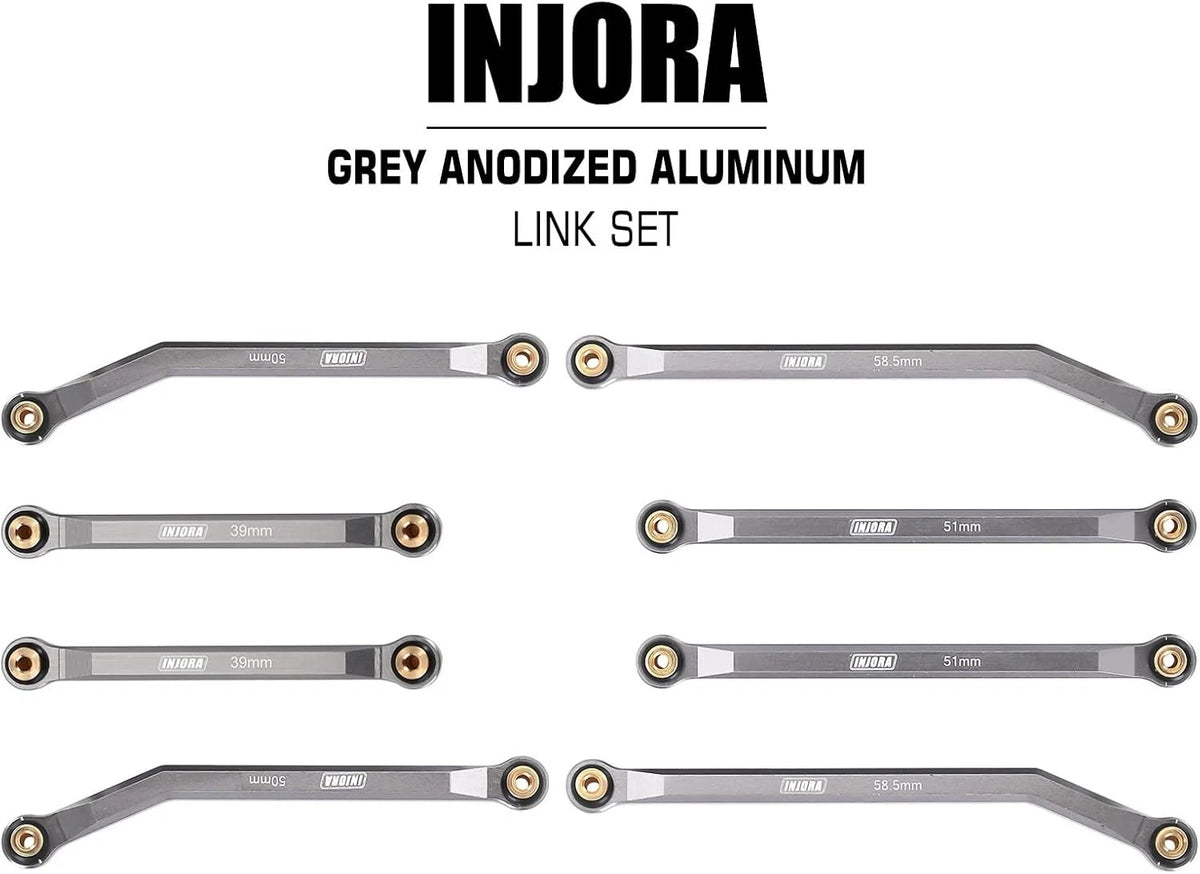 INJORA High Clearance Front 4 Links Set for SCX24 C10 JLU Bronco Base Grey