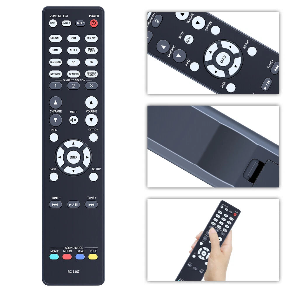 RC-1167 Remote Control For Denon AV Receiver AVR-E400 AVR-X2000 AVR-1913