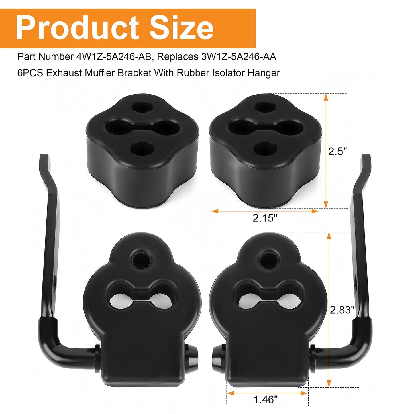 6PCS Rubber Isolators & Support Brackets for Lincoln Town Car 2003-2011,2003-04