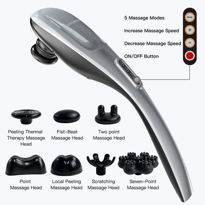 MEGAWISE Cordless Back Massager for Shoulders, Waist, Legs, Silver