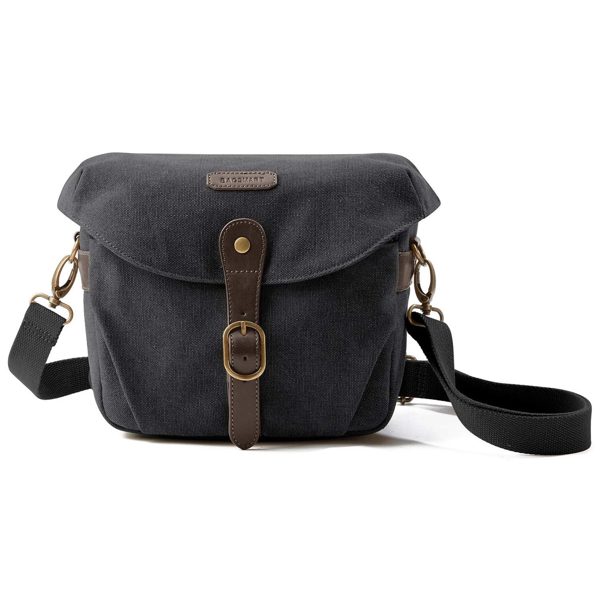 BAGSMART Camera Bag, SLR DSLR Canvas Crossbody Case, Medium, 01-Black