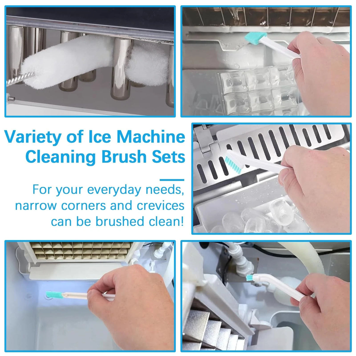 Ice Machine Cleaner Brush Kits, 12 Pcs Maker Tools Kits White