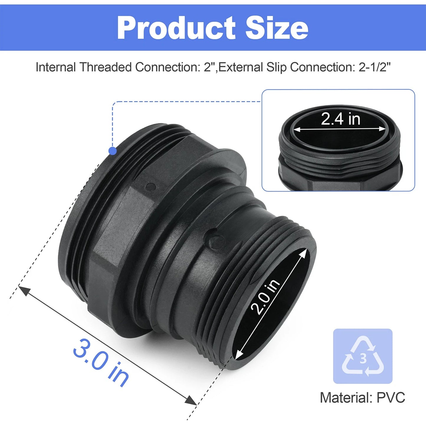 For Hayward SwimClear Pool Filter Bulkhead Fitting CX3035F 2" to 2-1/2"