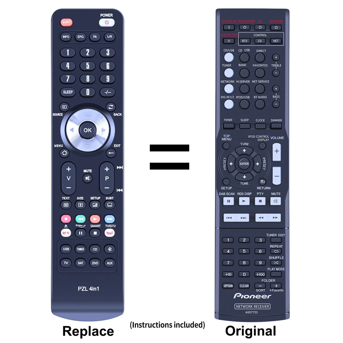 AXD7733 Replace Remote Control For Pioneer XN-P02-K/SYXE8 N-P01-S N-P01-S/SYXE8