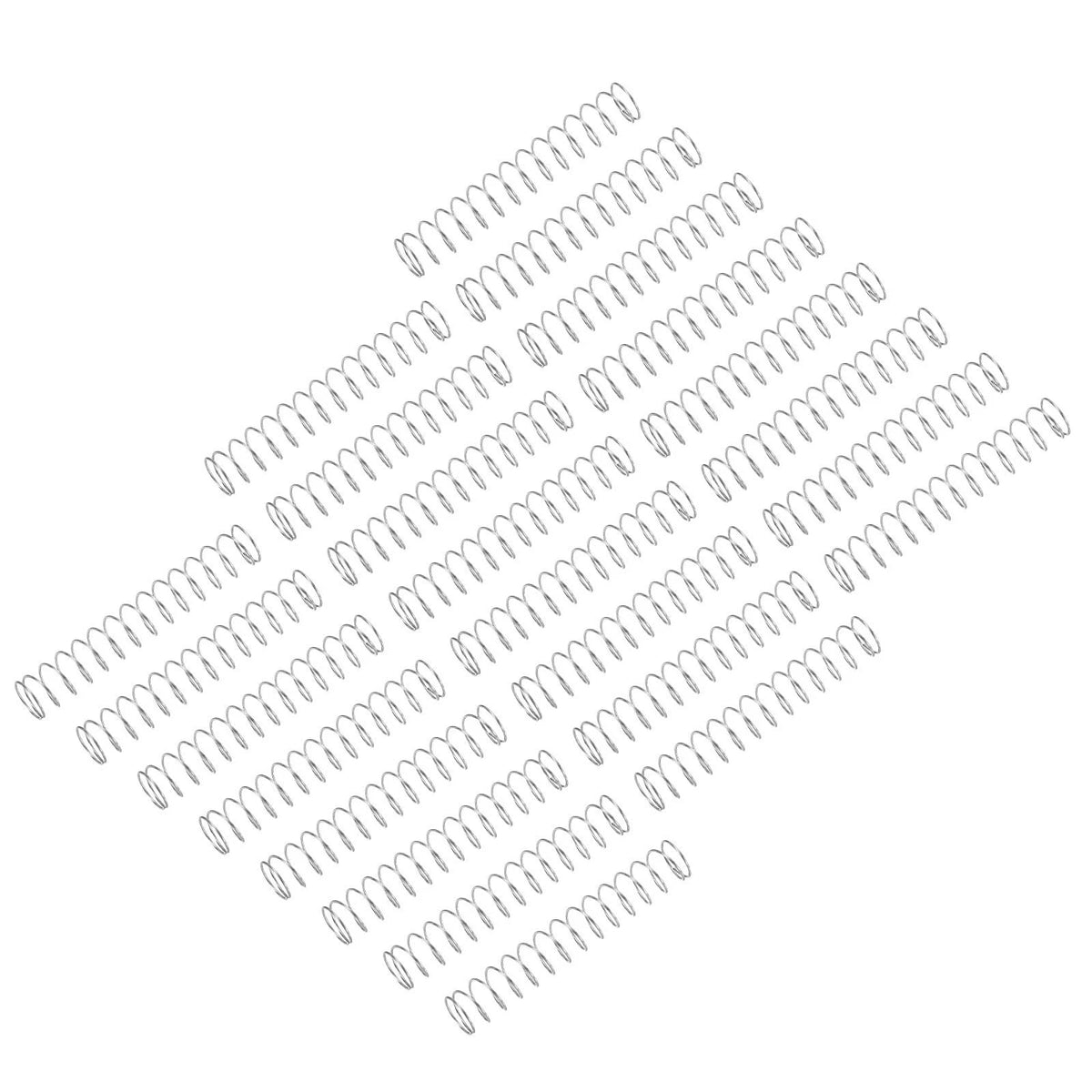 uxcell 25Pcs Compression Spring, 8mm OD 0.5mm Wire 50mm Length, Silver Tone