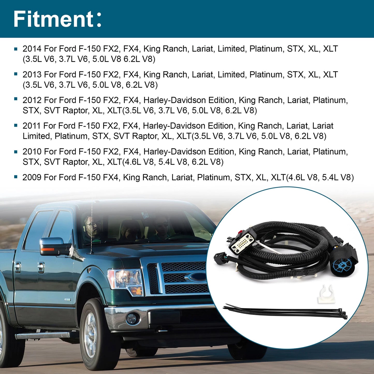 Trailer Tow Wiring Harness For Ford F-150 2009-2014 BL3Z-13A576-C