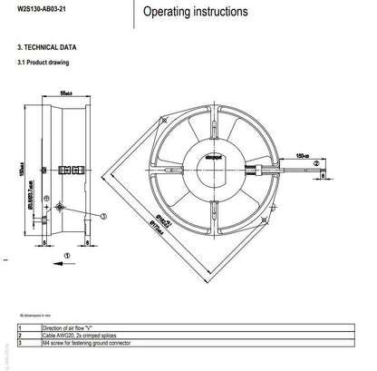 Ebmpapst W2S130-AB03-21 AC Axial Fan 230V 45/39W 3250RPM All-Metal Cooling Fan