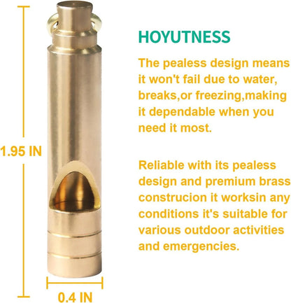 Brass Survival Whistle, 125 dB Loud Emergency Whistle with 1 Pack, Yellow