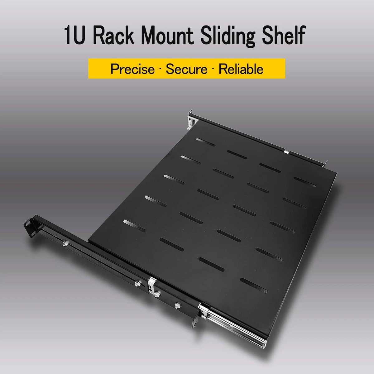 Raising Electronics Sliding Rack Server Shelf 1U 19'' 4 Post 15"-22", black