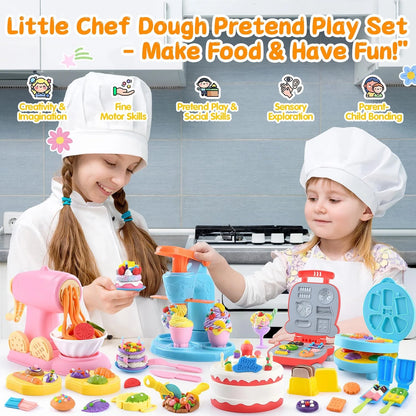 5-in-1 Color Dough Sets for Kids Ages 3+ DIY Food Maker Toys Set with 24 Pink