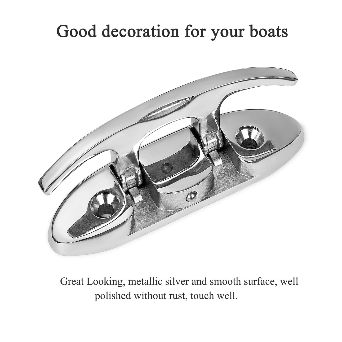 Marine Grade Boat Folding Cleat 6 inch 316 Stainless Steel, 6 Inch, Silver