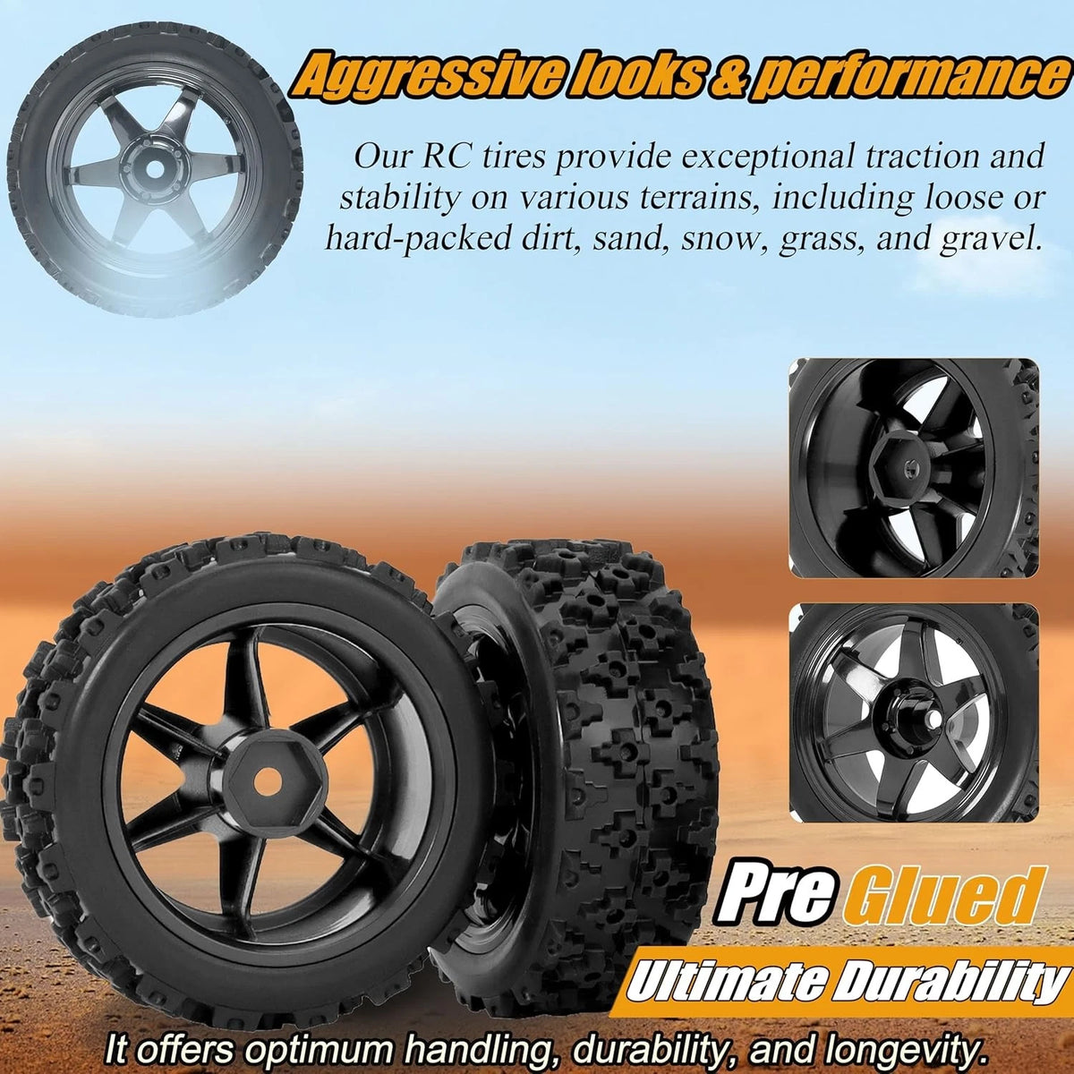 RC Station 12mm Hex Wheels and Tires 1/12 1/14 1/16 1/18 Off Road...