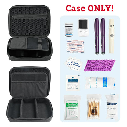 ProCase Diabetic Supplies Hard Large Storage Case(10.5" x 8.5" x 2.8"), Black