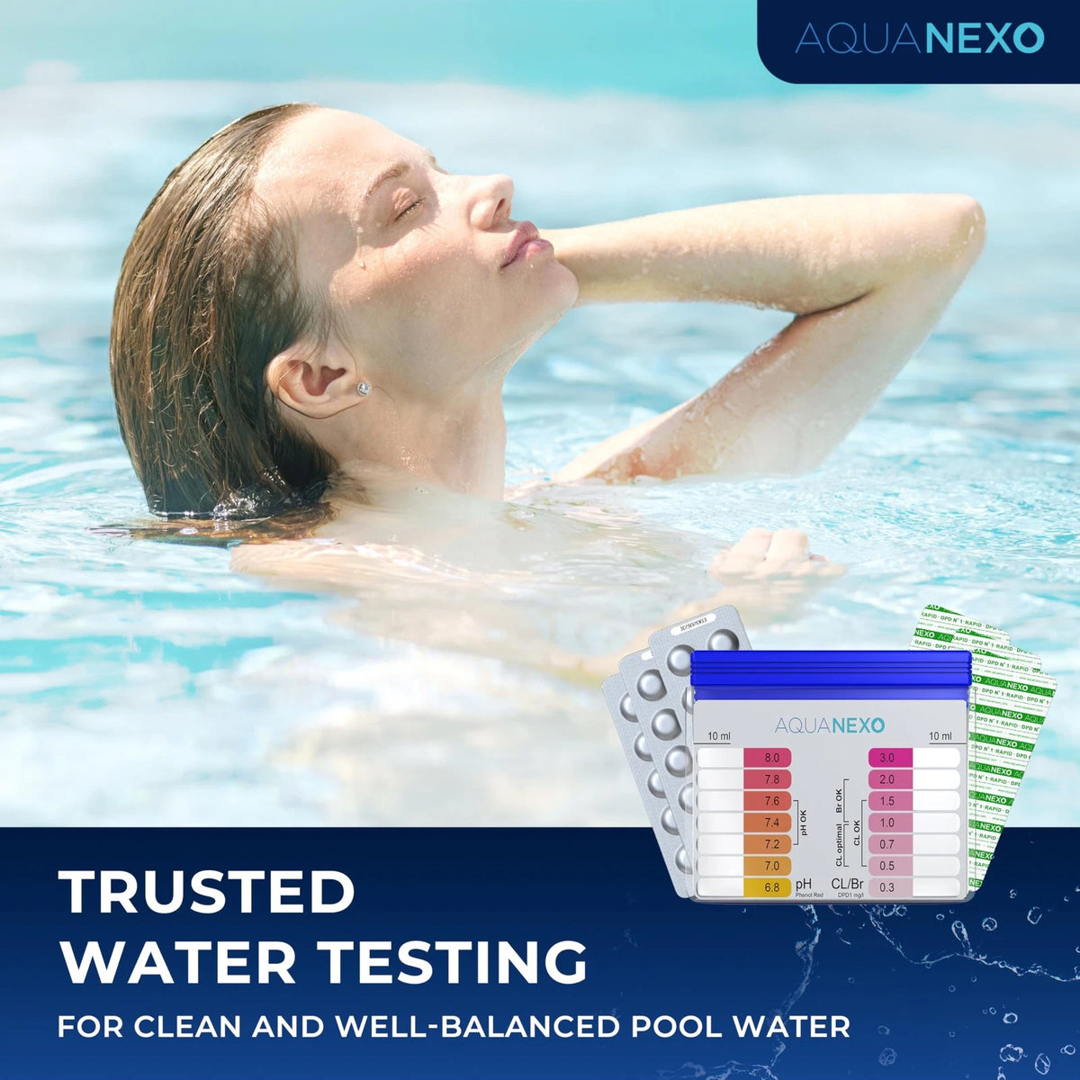 AQUANEXO Water Test Kit pH and Chlorine Including 60 Pool Tablets: 30x...