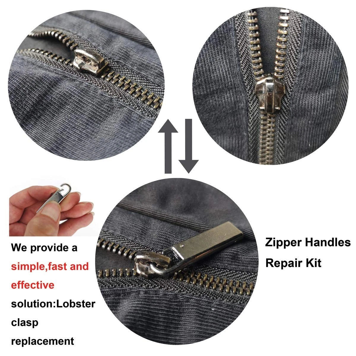Zpsolution Zipper Pull Tab Replacement 1.5 Inch x 0.33 Inch, Sliver and Black