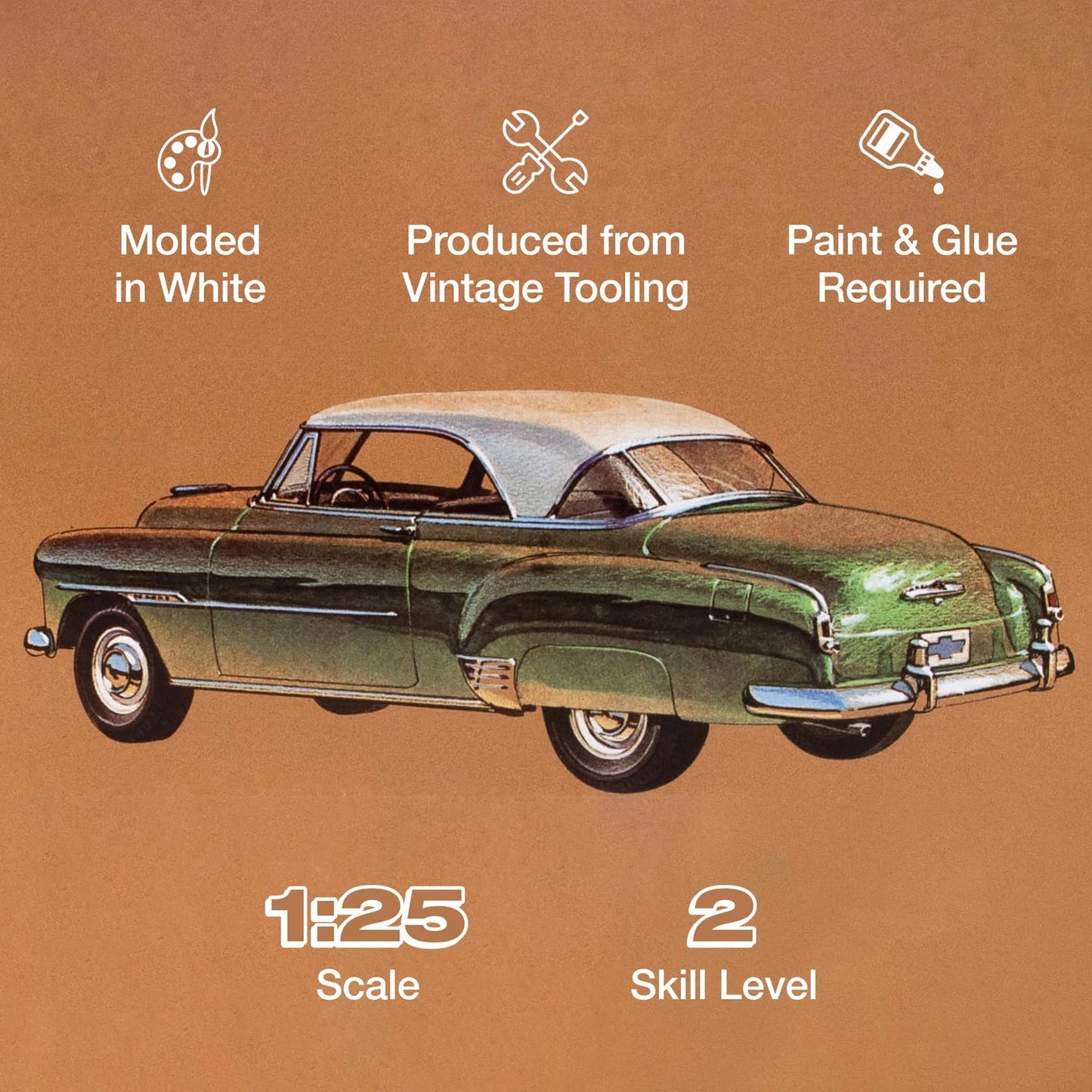 AMT Skill 2 Model Kit 1951 Chevrolet Bel Air 2-in-1 Retro 1:25, Red