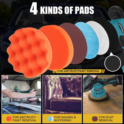 Vkdemer Cordless Car Buffer Polisher, 6 In 2.0AH BufferPolisher, Turquoise