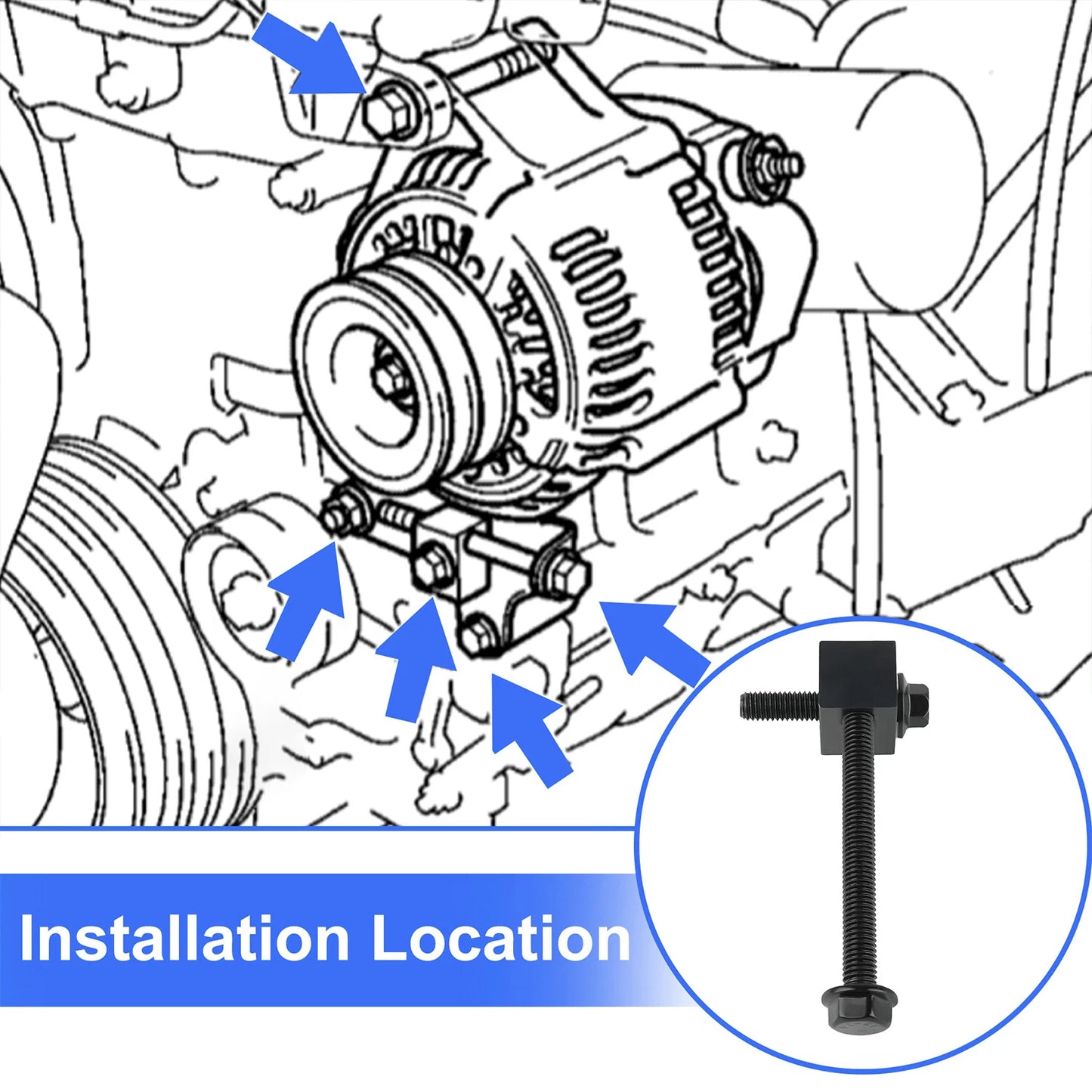 Alternator Pump Pulley Adjuster kit with Mounting Bolts/Nuts for Hyundai Kia