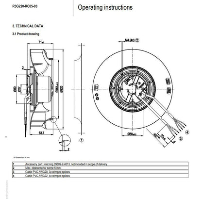 Ebmpapst R3G220-RC05-03 Centrifugal Fan 230VAC 0.7A 85W ??220MM Cooling Fan
