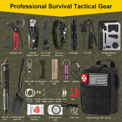 Survival First Aid Kit, 248PCS Tools Camping Essentials Black