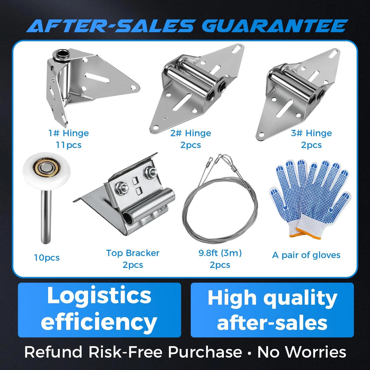 2026 Upgraded Garage Door Hardware Kit - 10 Nylon Rollers, 15 Hinges, 2 Top...