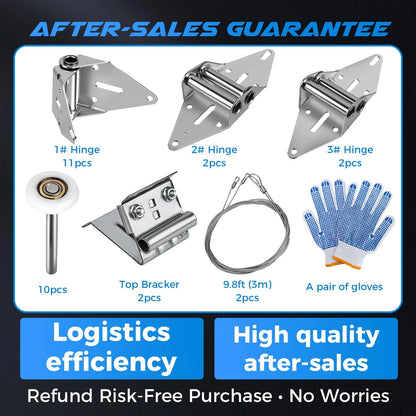 2026 Upgraded Garage Door Hardware Kit - 10 Nylon Rollers, 15 Hinges, 2 Top...